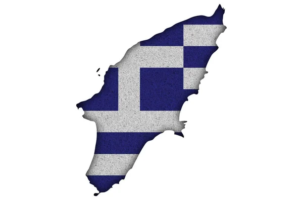 Mapa Flaga Rodos Filcu — Zdjęcie stockowe