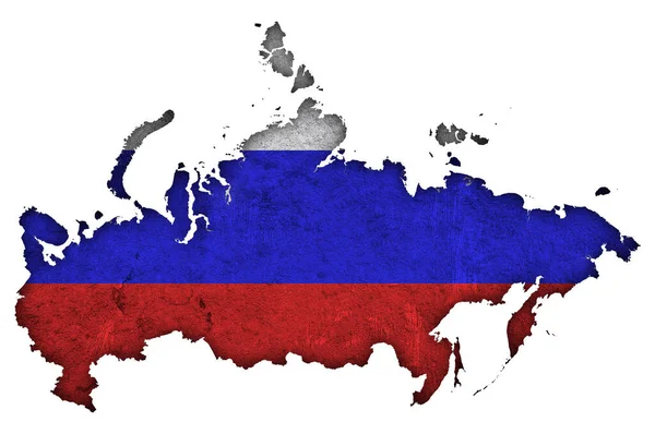 Mappa Bandiera Della Russia Sul Cemento Armato — Foto Stock