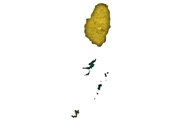 Карта Флаг Сент Винсента Гренадин Выветренном Бетоне — стоковое фото