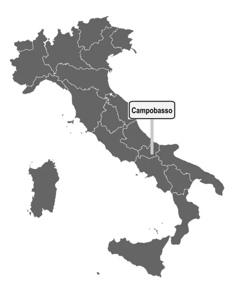 Mapa Italia Con Señal Tráfico Campobasso — Vector de stock