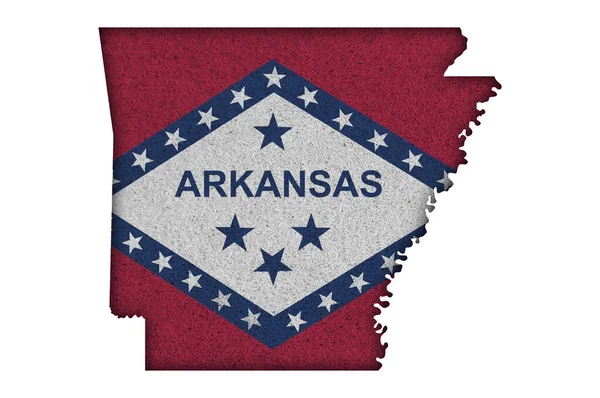 Mapa Bandera Arkansas Fieltro — Foto de Stock