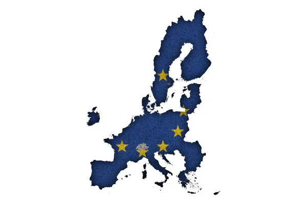 Χάρτης Και Σημαία Της Ευρωπαϊκής Ένωσης Τσόχα — Φωτογραφία Αρχείου