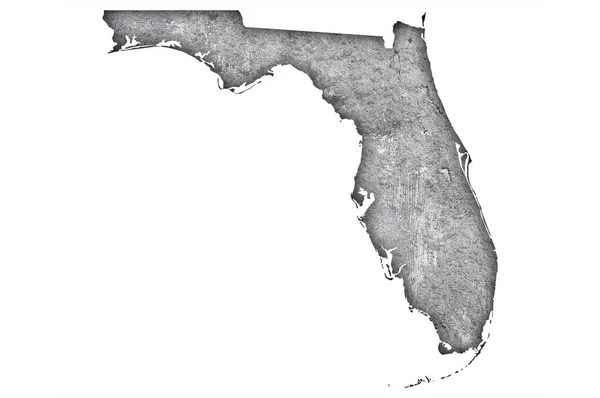 Mapa Floridy Ošlehaném Betonu — Stock fotografie