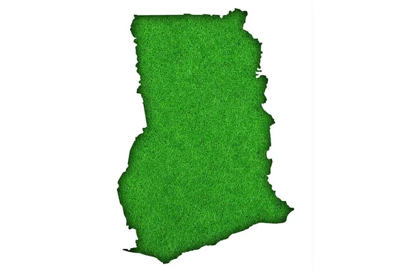 Ghána Térképe Zöld Filcen — Stock Fotó