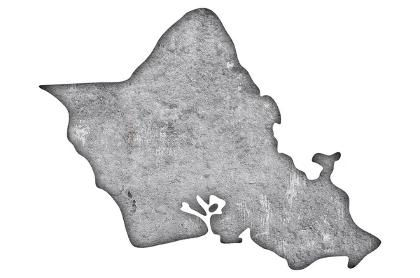 Карта Оаху Вивітрюваному Бетоні — стокове фото