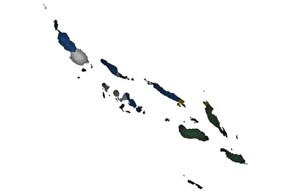 Χάρτης Και Σημαία Των Νήσων Σολομώντος Στην Τσόχα — Φωτογραφία Αρχείου