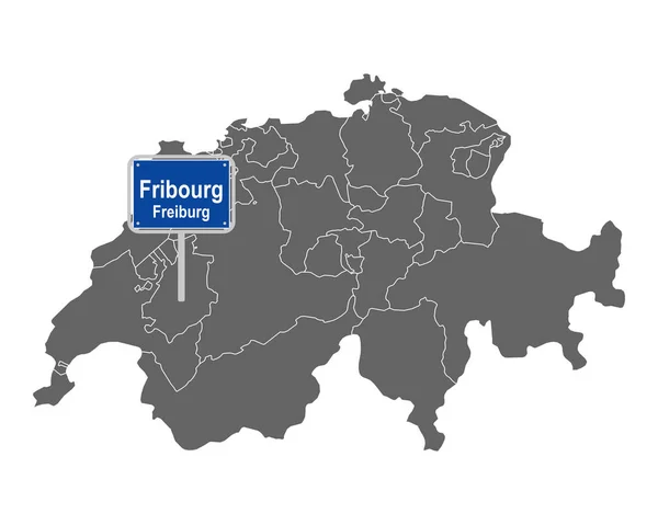 Mapa Švýcarska Znakem Fribourg — Stockový vektor