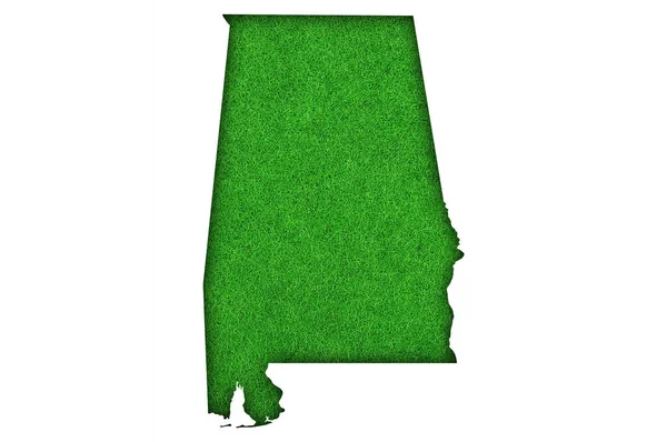 Alabama Térképe Zöld Filcen — Stock Fotó