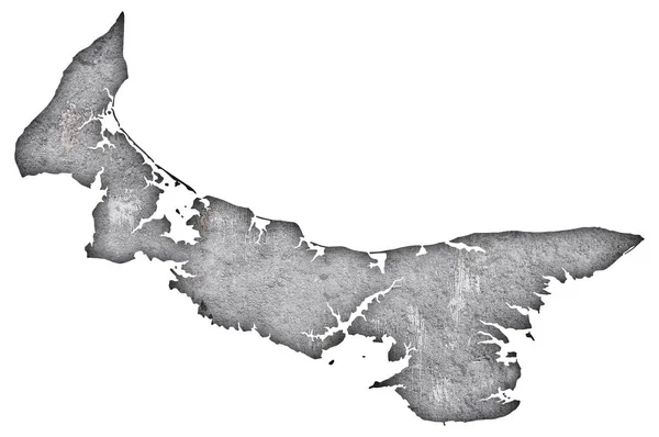 Mapa Ilha Príncipe Eduardo Sobre Betão Desgastado — Fotografia de Stock