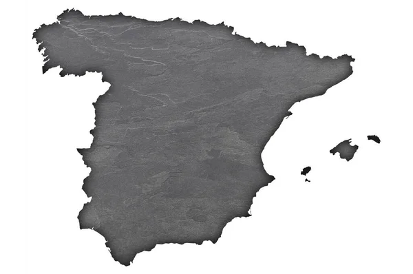 Kaart Van Spanje Donkere Leisteen — Stockfoto