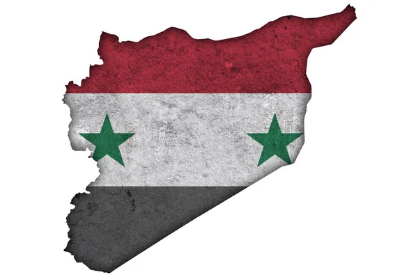 Carte Drapeau Syrie Sur Béton Altéré — Photo