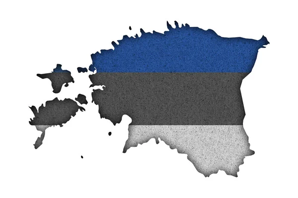 Mapa Bandera Estonii Filcu — Zdjęcie stockowe