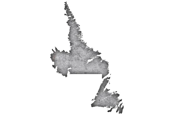 Karta Över Newfoundland Och Labrador Väderbiten Betong — Stockfoto