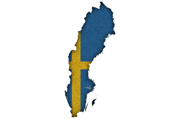 Karta Och Flagga Över Sverige Filt — Stockfoto