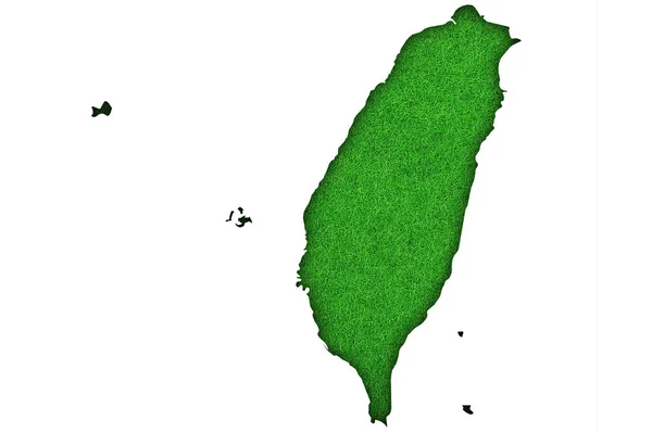 Carte Taiwan Sur Feutre Vert — Photo