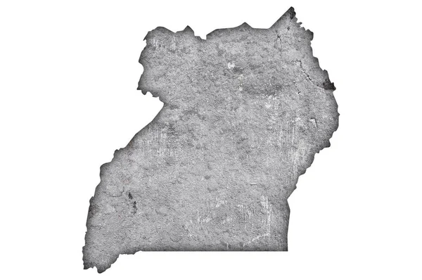 Mapa Uganda Concreto Desgastado — Fotografia de Stock