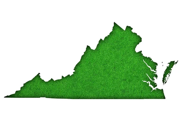 Mappa Della Virginia Sul Feltro Verde — Foto Stock