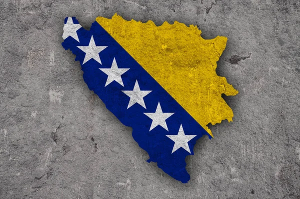 Map Flag Bosnia Herzegovina Weathered Concrete — Stock Photo, Image