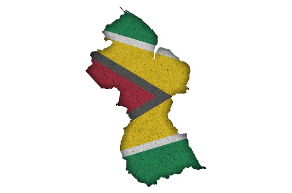 Mapa Bandeira Guiana Feltro — Fotografia de Stock