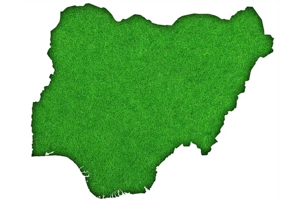 Карта Нигерии Зеленом Войлоке — стоковое фото