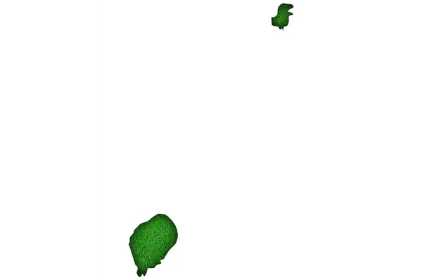 圣多美和普林西比绿色毛毡地图 — 图库照片