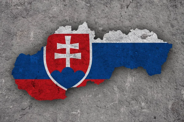 Mapa Bandeira Eslováquia Sobre Betão Desgastado — Fotografia de Stock