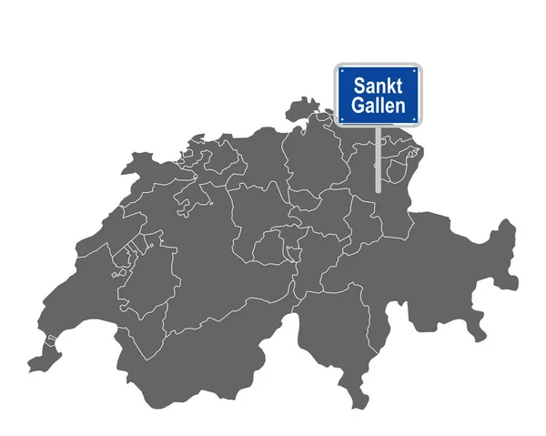Map Switzerland Road Sign Sankt Gallen — Stock Vector