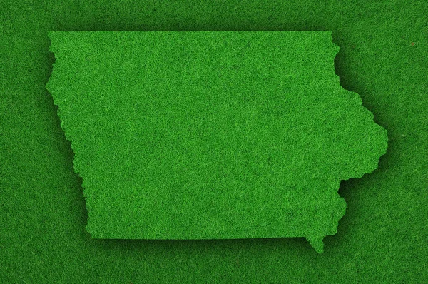 Kaart Van Iowa Groen Vilt — Stockfoto