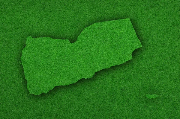 Mapa Yemen Fieltro Verde — Foto de Stock