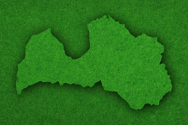 Carte Lettonie Sur Feutre Vert — Photo