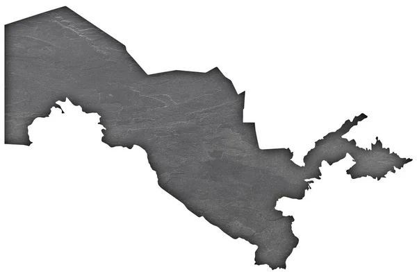 Mapa Uzbekistán Pizarra Oscura —  Fotos de Stock