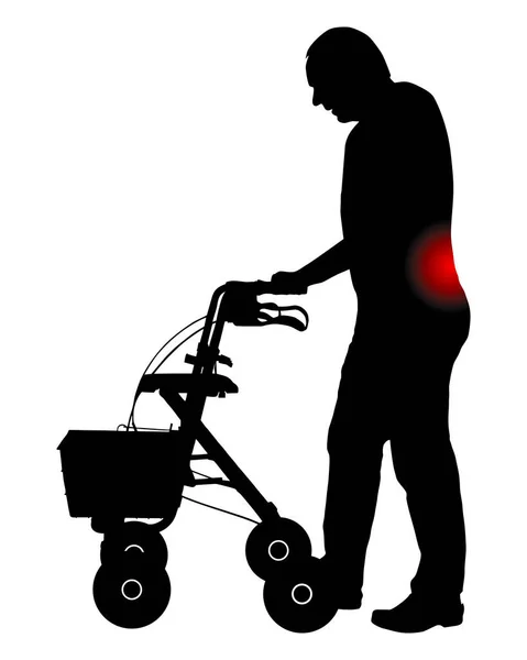 Man Back Pain Rollator — Stock Vector