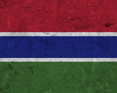 Yıpranmış betonun üzerinde Gambiya bayrağı