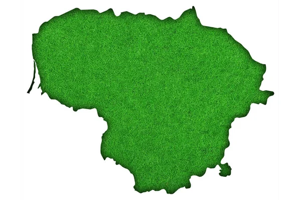 Карта Литвы Зеленом Войлоке — стоковое фото