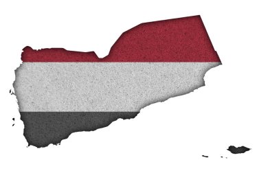 Keçeli Yemen haritası ve bayrağı