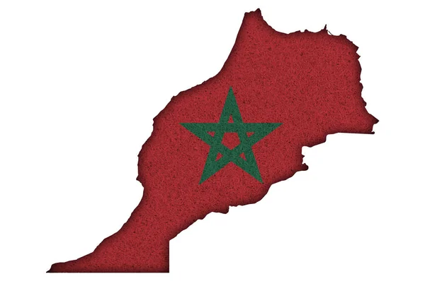 Karte Und Flagge Marokkos Auf Filz — Stockfoto