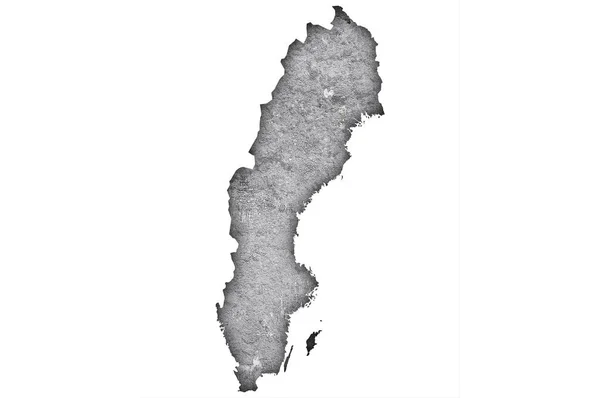 Mapa Suecia Sobre Hormigón Envejecido —  Fotos de Stock