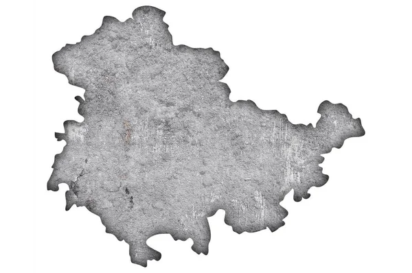 Thüringen Haritası Eskimiş Beton Üzerine — Stok fotoğraf