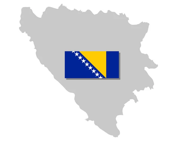 Flagge Und Karte Von Bosnien Und Herzegowina — Stockvektor