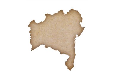 Bahia 'nın grunge kağıdındaki doğru ve detaylı haritası