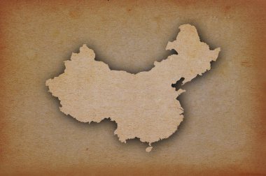 Çin 'in grunge kağıdındaki doğru ve ayrıntılı haritası