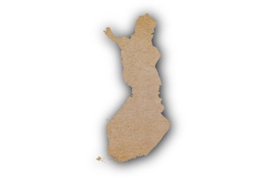 Grunge kağıt üzerinde Finlandiya 'nın doğru ve ayrıntılı haritası