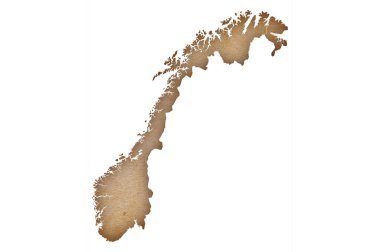 Grunge kağıt üzerinde Norveç 'in doğru ve ayrıntılı haritası