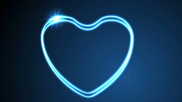 Glowing neon retro hearts abstract background