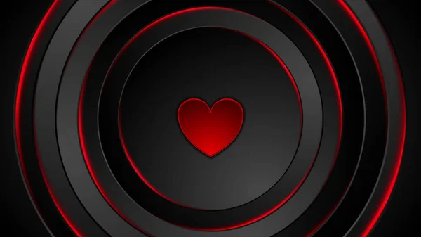 Red heart beat and glowing circles abstract background