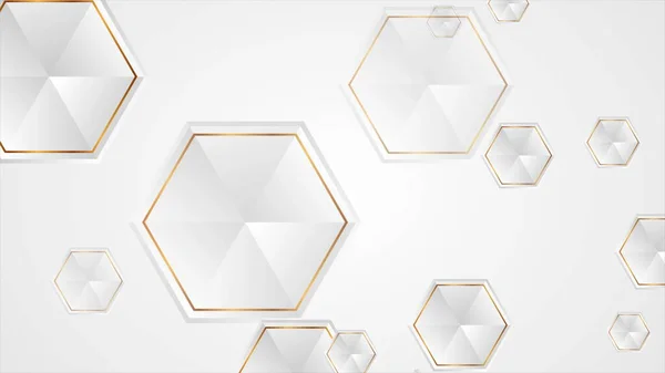 Grey and golden tech hexagons background