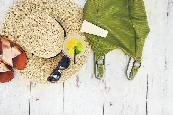 Verão Férias Acessórios Vista Superior Conceito Férias Lazer — Fotografia de Stock