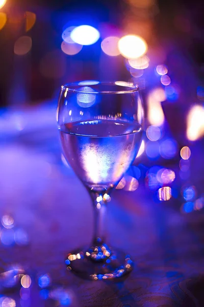 Wineglass Aire Libre Mesa Por Noche —  Fotos de Stock