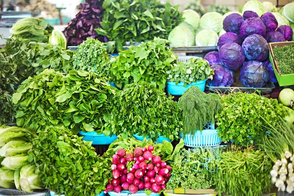 Vegetazione Erbe Aromatiche Mercato Asiatico Delle Verdure — Foto Stock