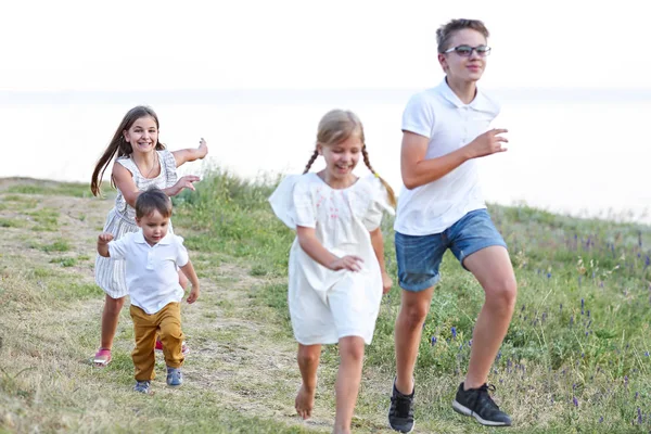 Kids Playing Running Summer Park — Stock Photo, Image